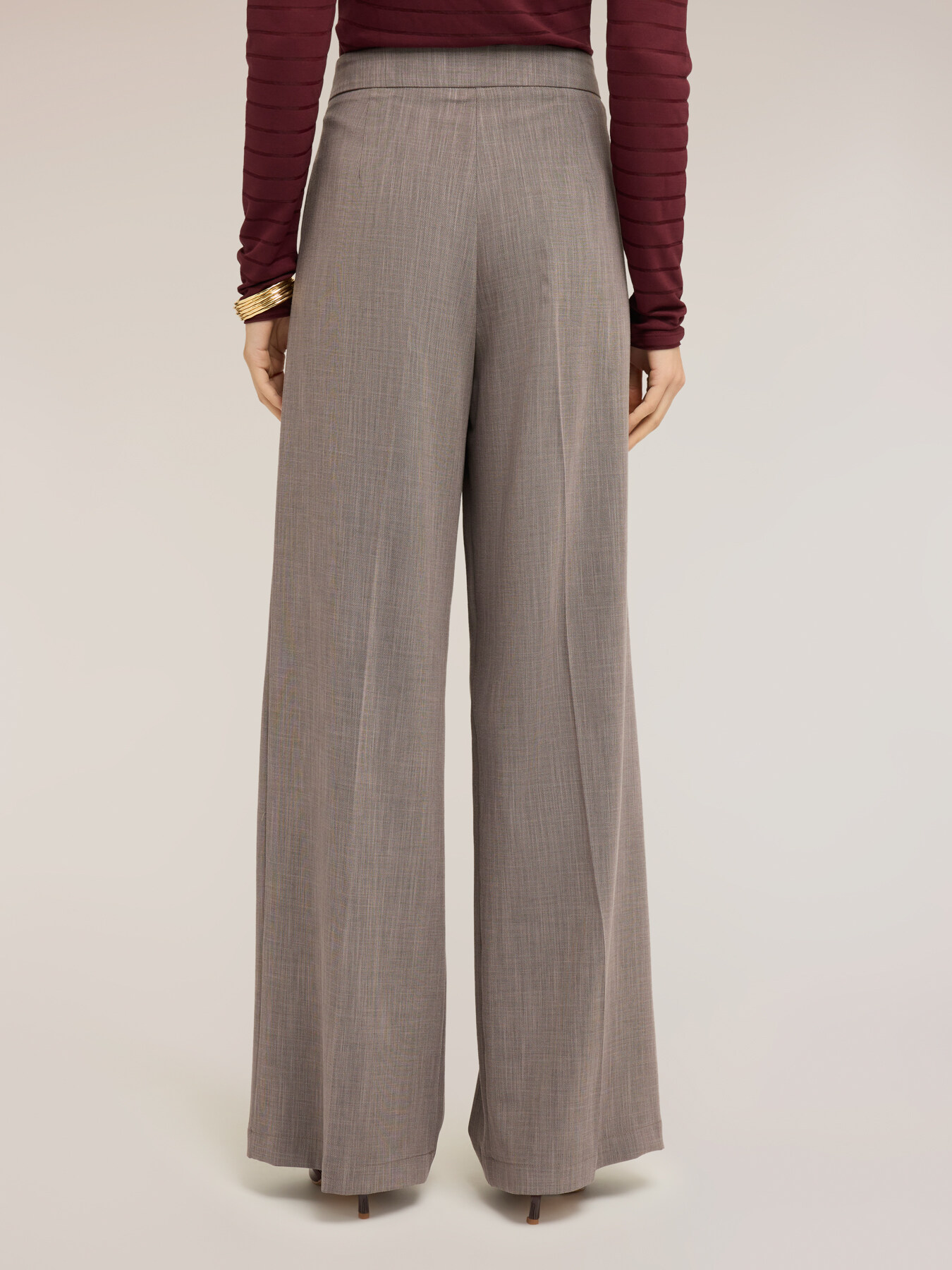 Palazzo pants in yarn-dyed fabric image number 1