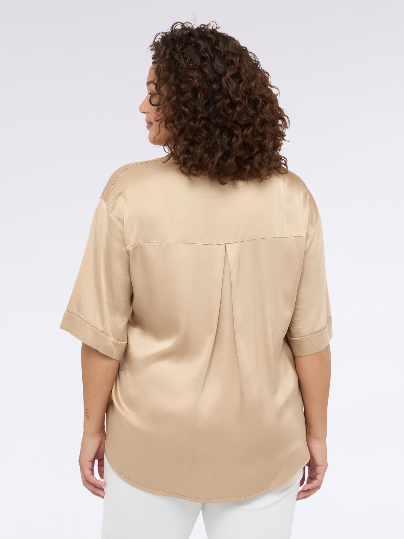Stretch satin shirt with three-quarter sleeves image number 1