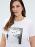 Cotton t-shirt with cat print image number 0