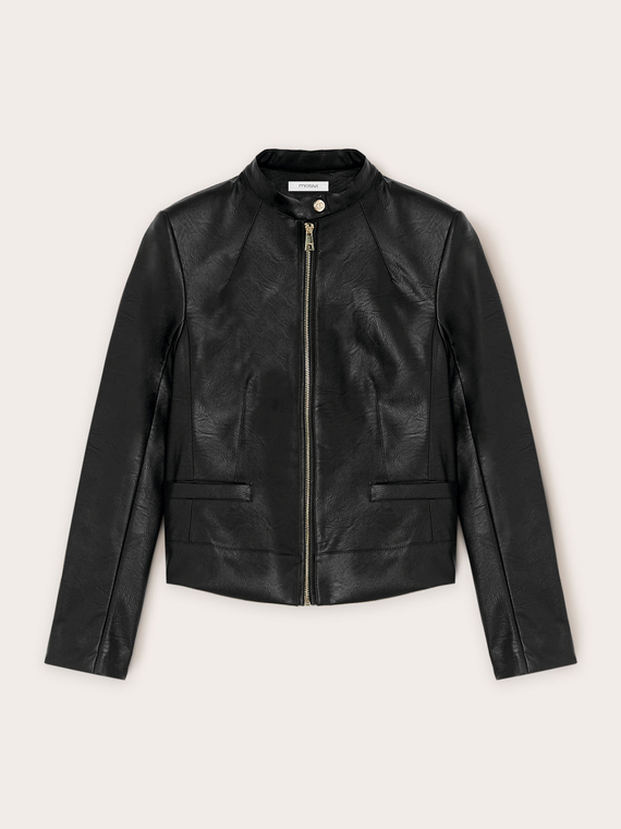 Blouson en tissu enduit avec découpes effet modelant
