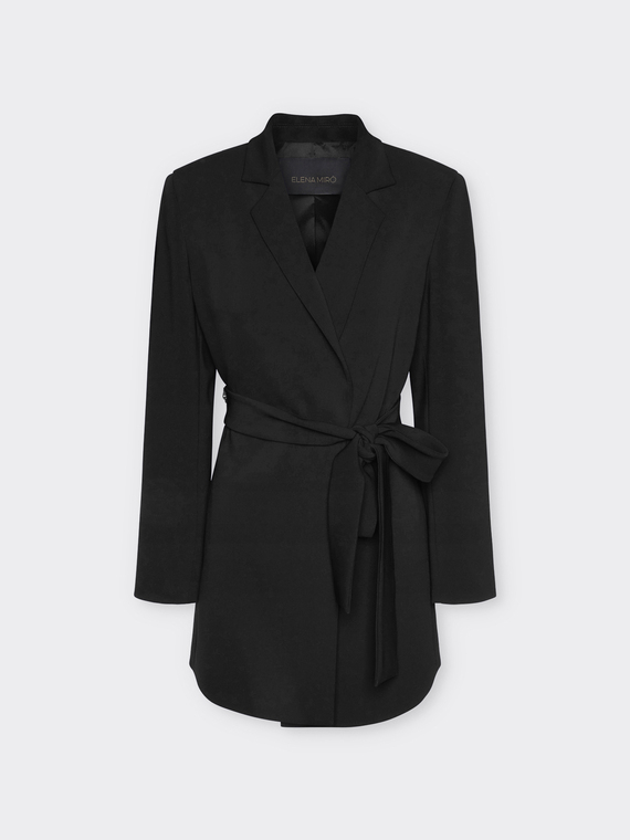 Lange Jacke mit Schärpengürtel