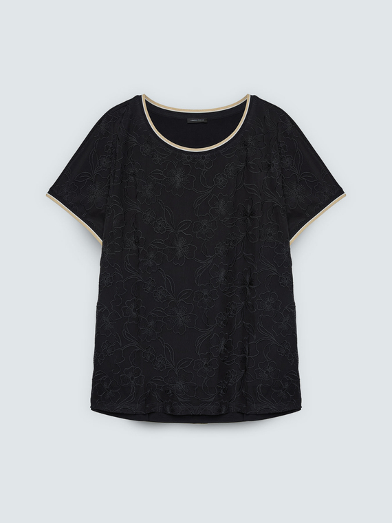 T-Shirt mit Blumenstickerei