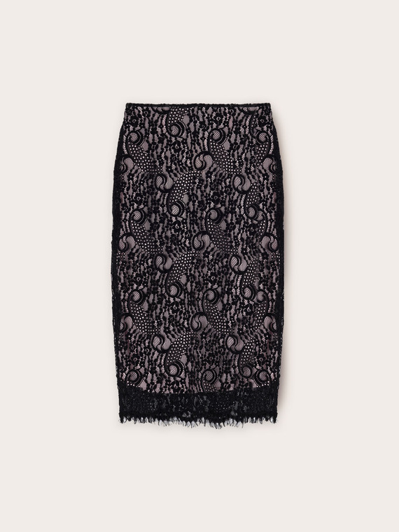 Gonna longuette in pizzo macramé