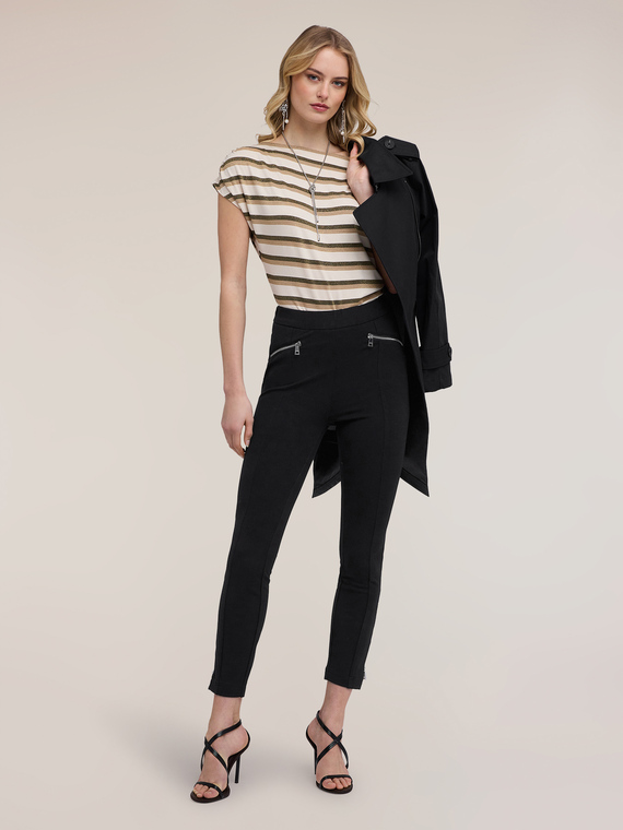 Slim fit trousers in milano rib