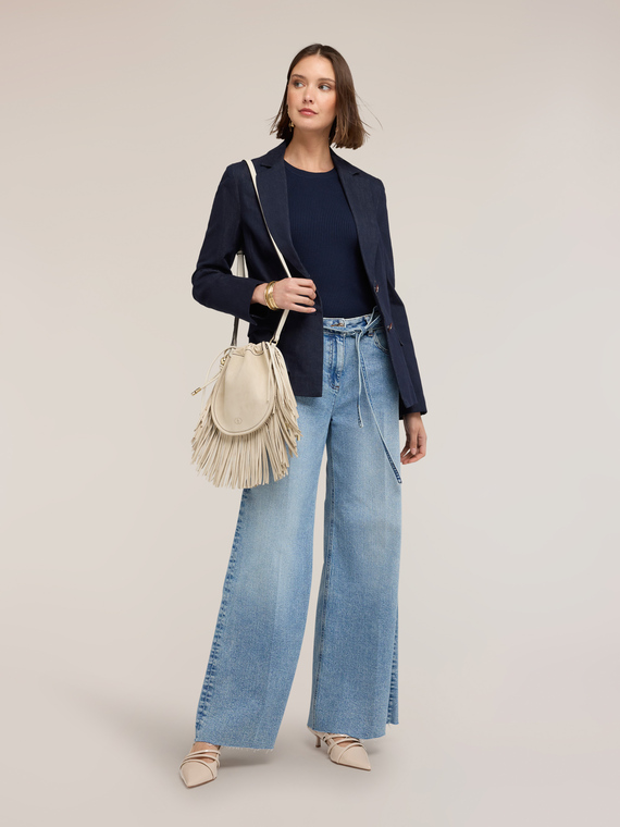 Single-breasted denim blazer jacket