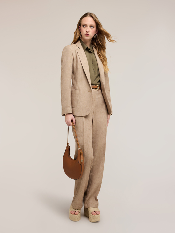 Pantalon palazzo en m&eacute;lange de lin