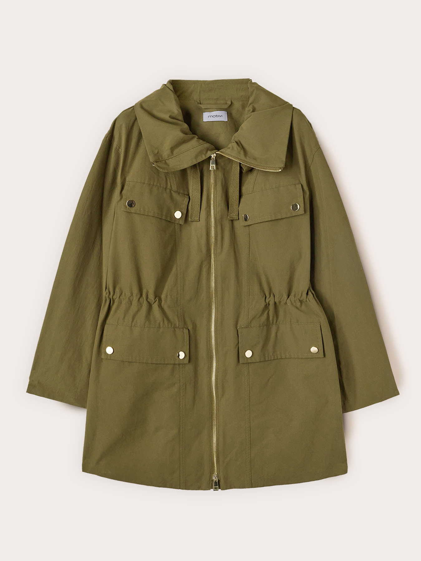 Parka with mixed cotton drawstring image number 4