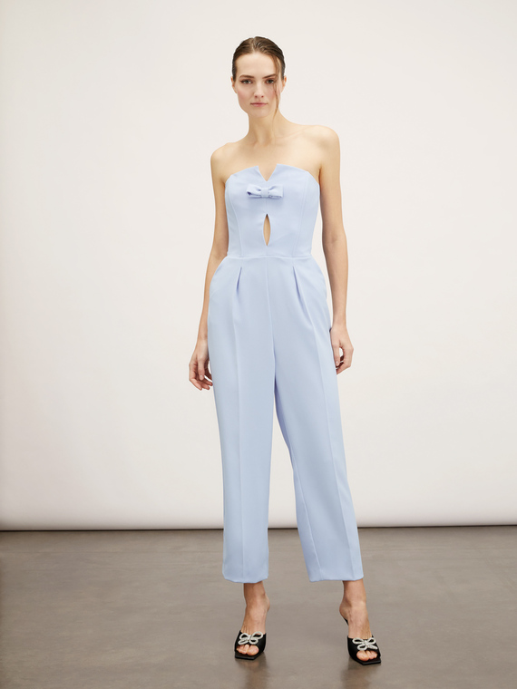 Long bustier jumpsuit with bow