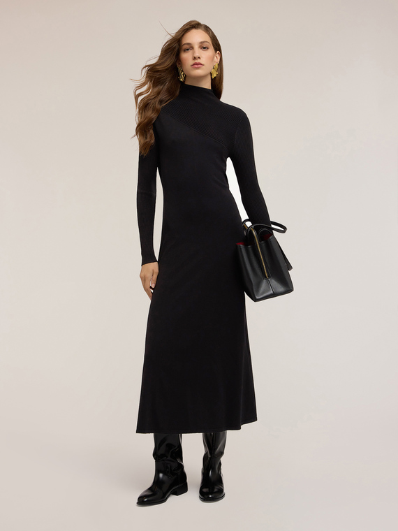 Midi knit dress with back cut-out