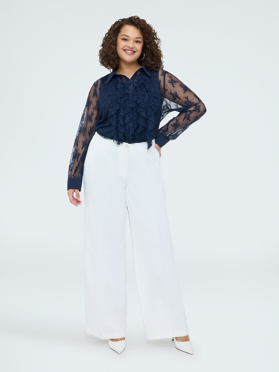 Spitzenbluse mit R&uuml;schen