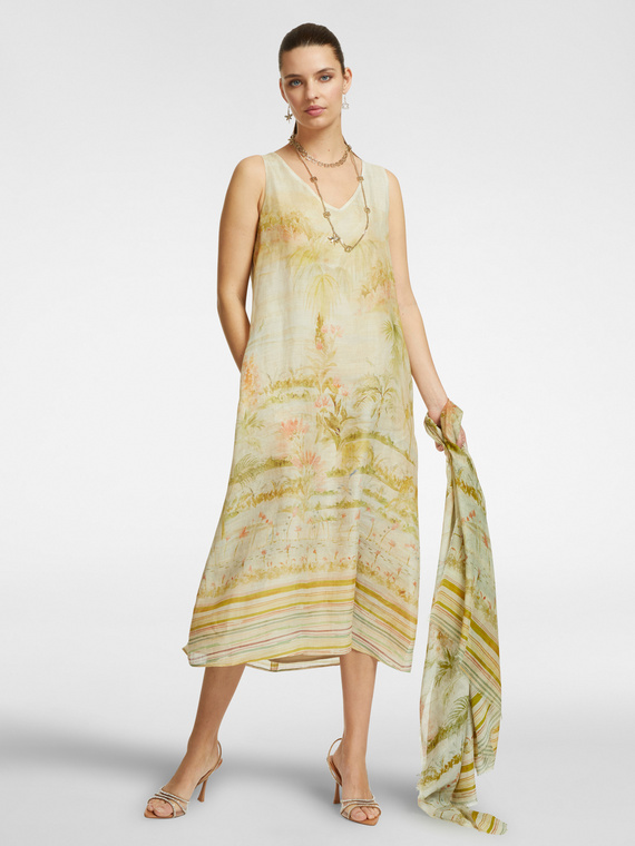 Vestido estampado con escote en pico