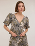 Top peplum cu mâneci scurte, cu model jungle image number 3