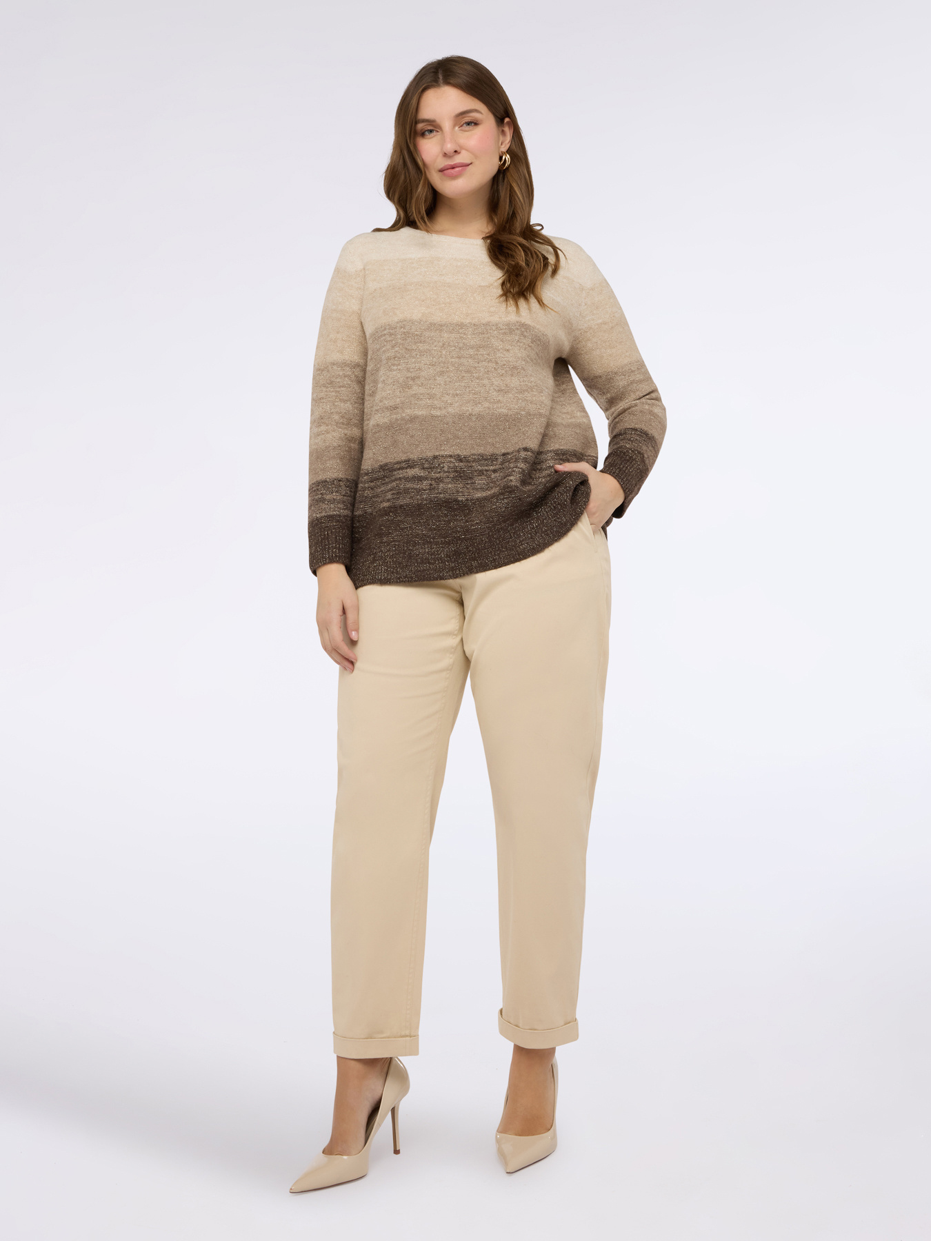 Crew neck sweater with gradient effect image number 2