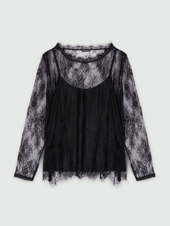 T-Shirt aus Spitze mit Top