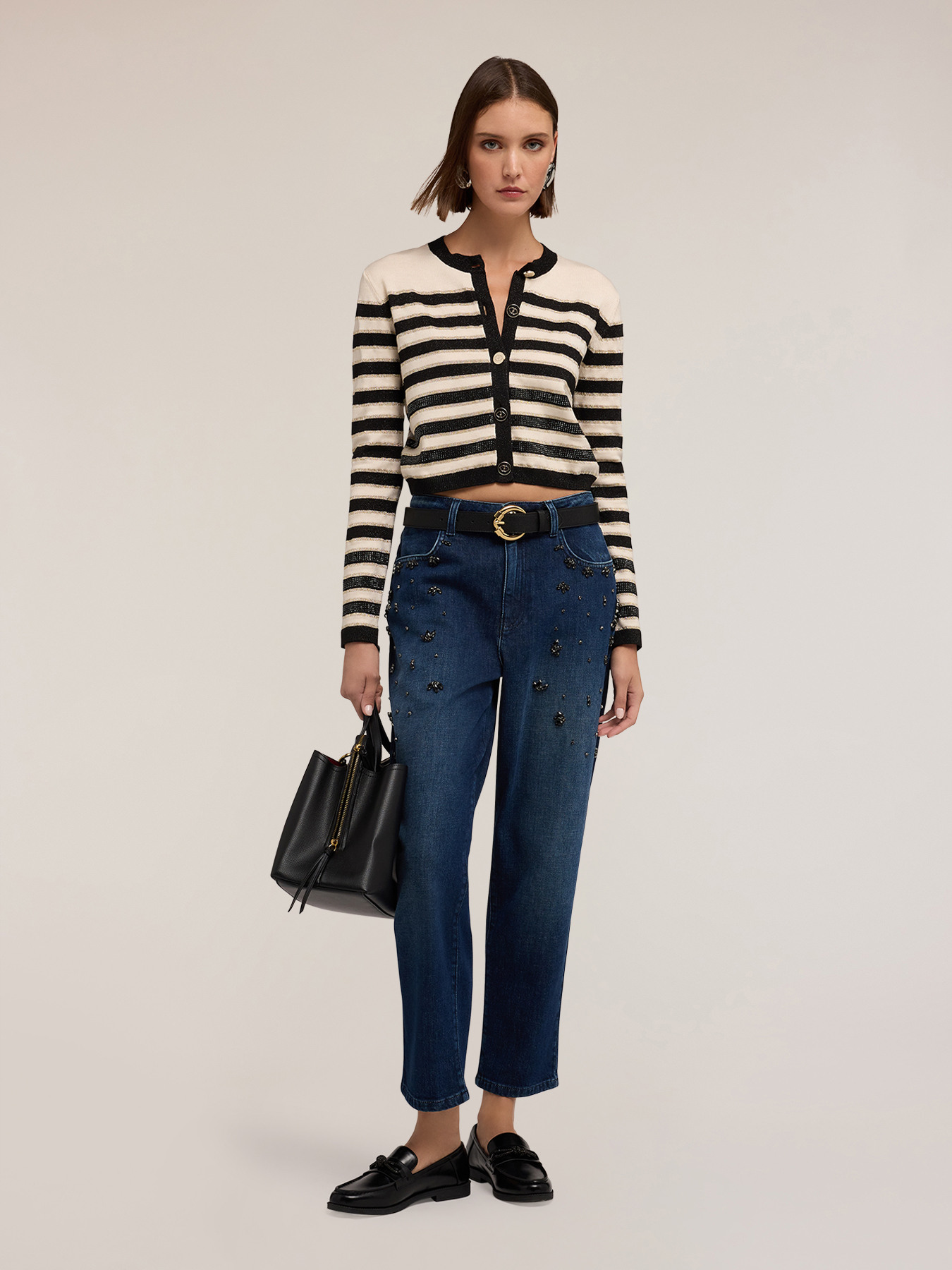 Regular jeans with jewel appliqués image number 2