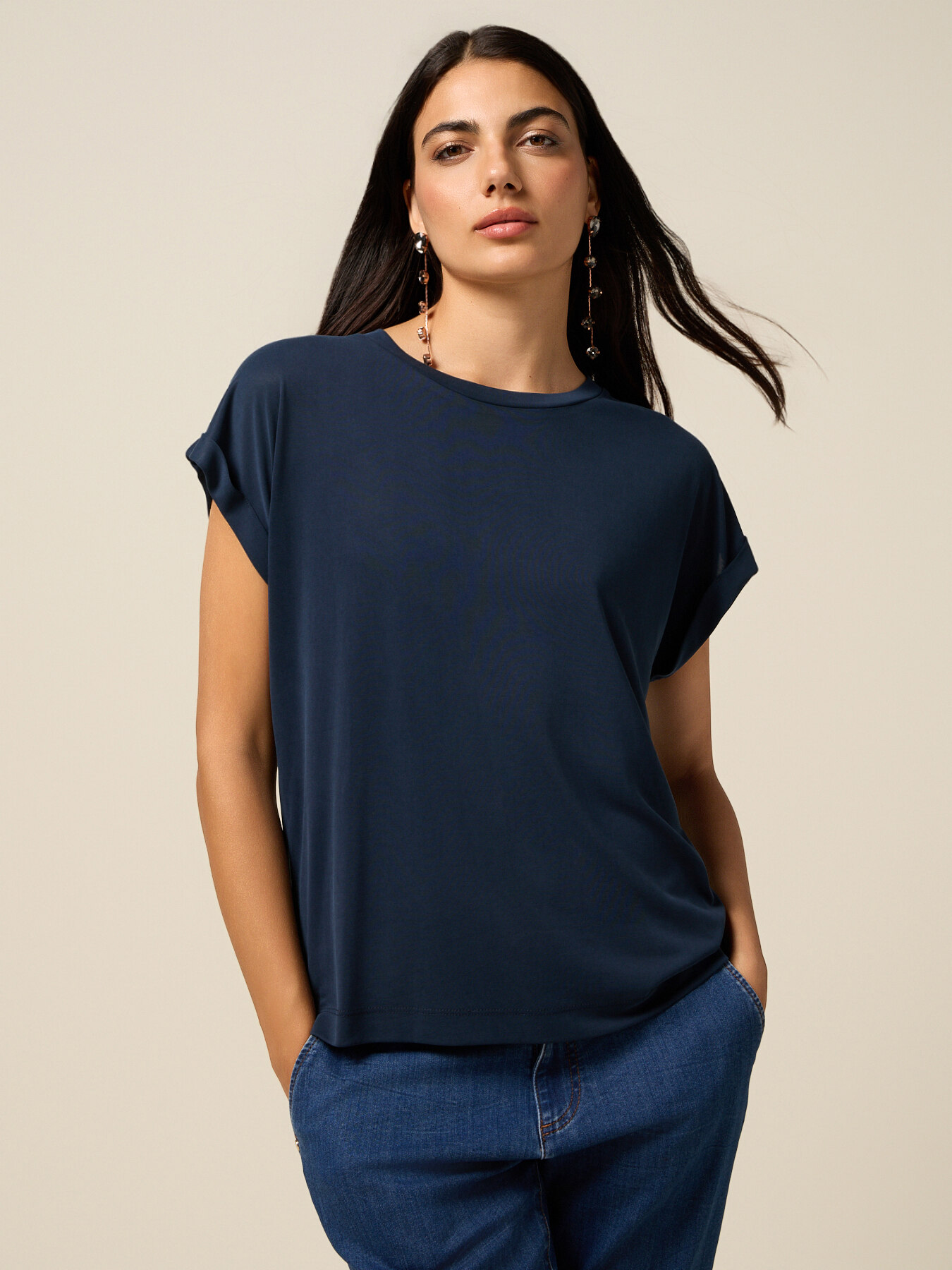 Tricou din jerseu modal amestecat image number 0