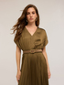 Long pleated satin dress image number 2