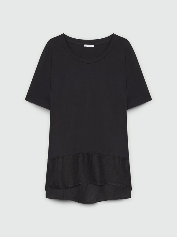 T-shirt boxy in due tessuti