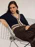 Short knitted cardigan with striped edges image number 3