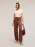 Pantalones palazzo en raso jacquard image number 0