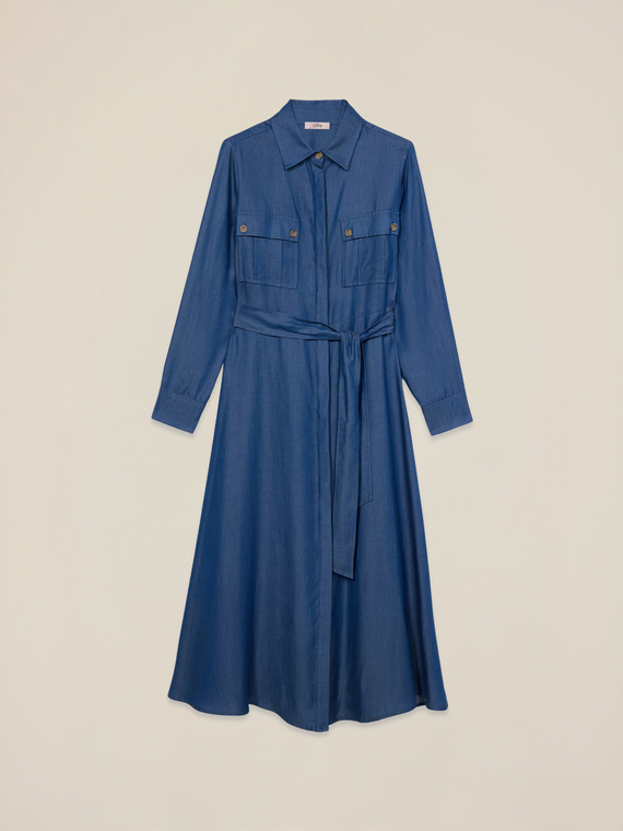Denim-effect Tencel shirt dress