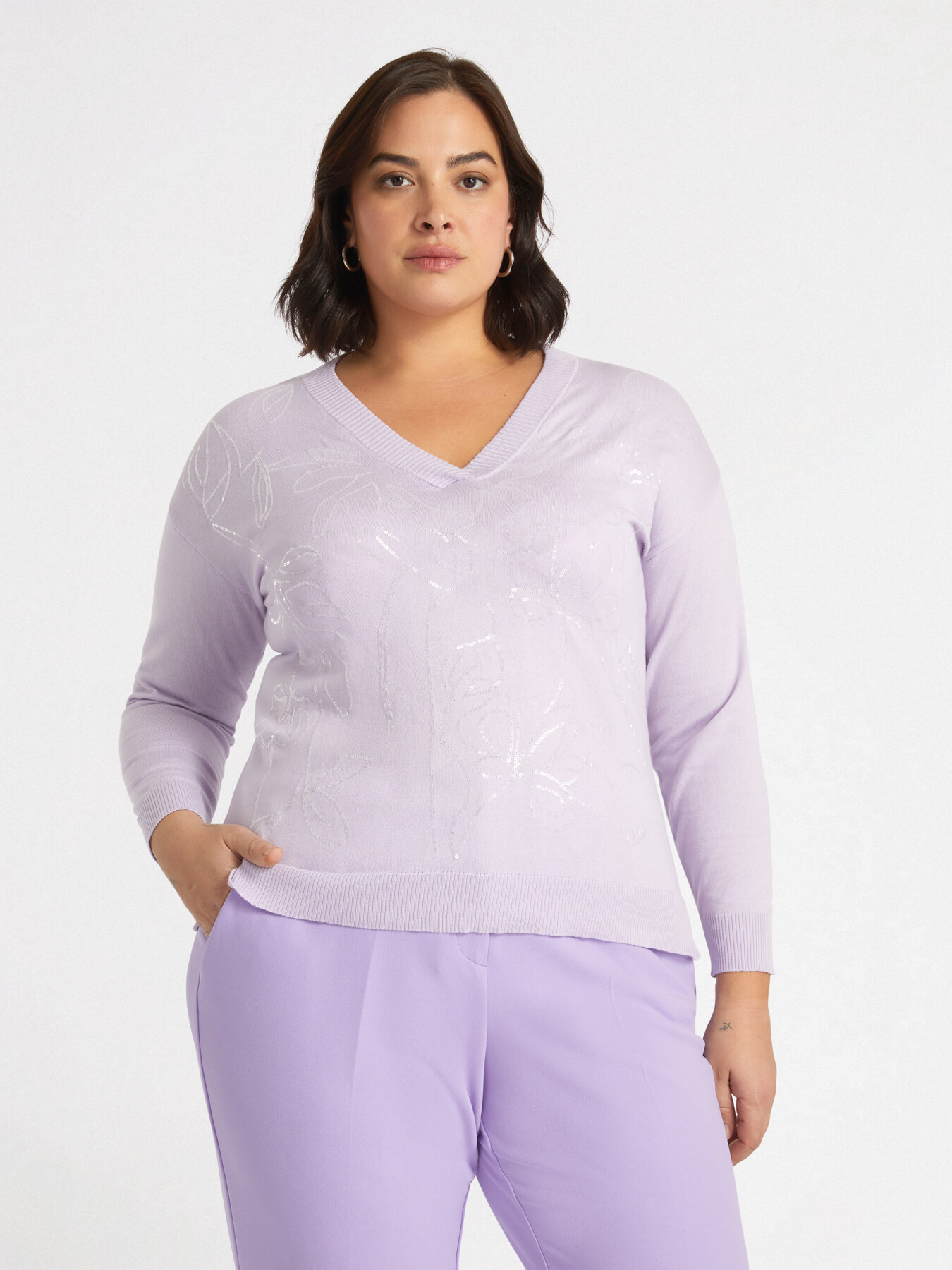 Pullover mit Blumenstickerei image number 0
