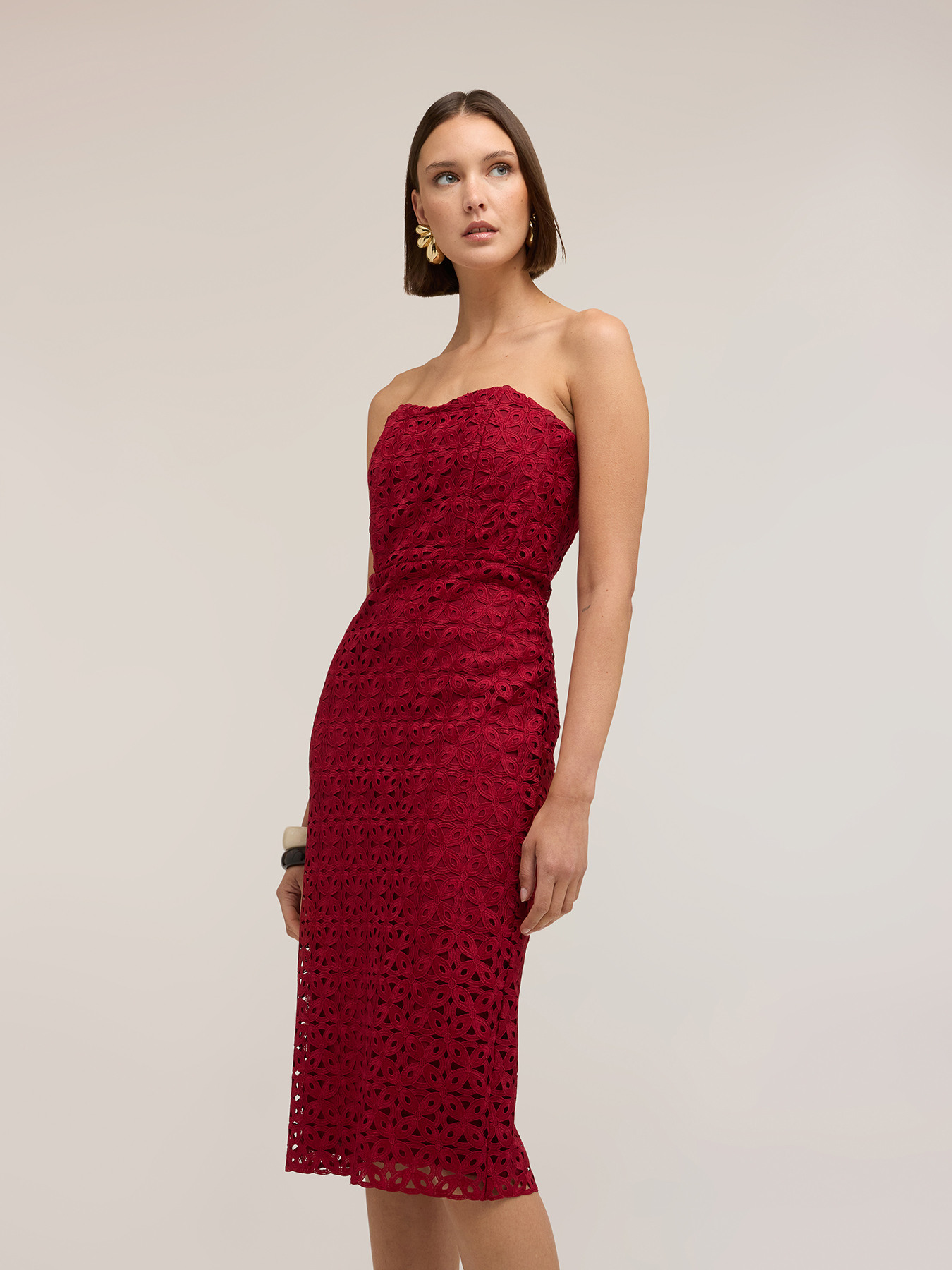 Rochie tip furou din dantelă macrameu image number 2