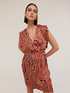 Short satin crossover dress with print image number 2