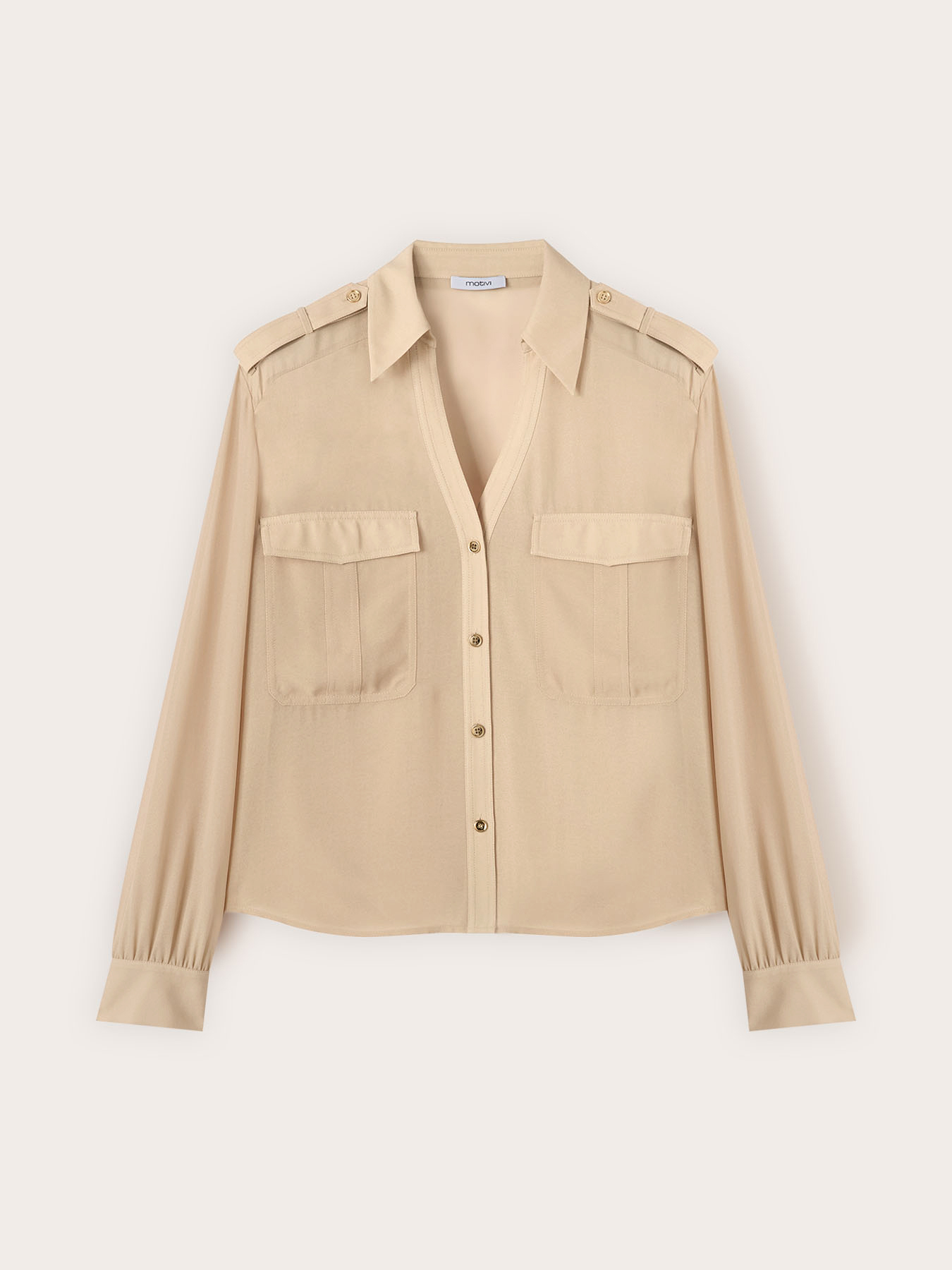 Georgette shirt with military details image number 4