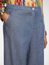 Cropped linen trousers with denim effect image number 3