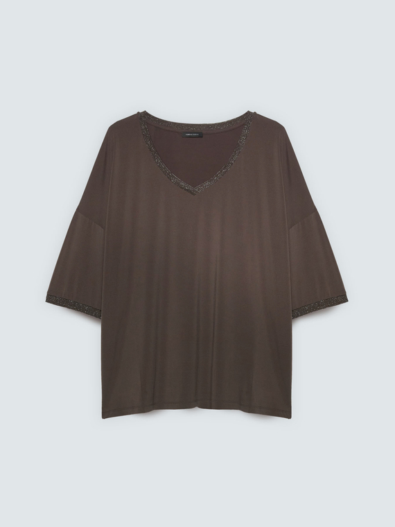 Jersey t-shirt with lurex trim