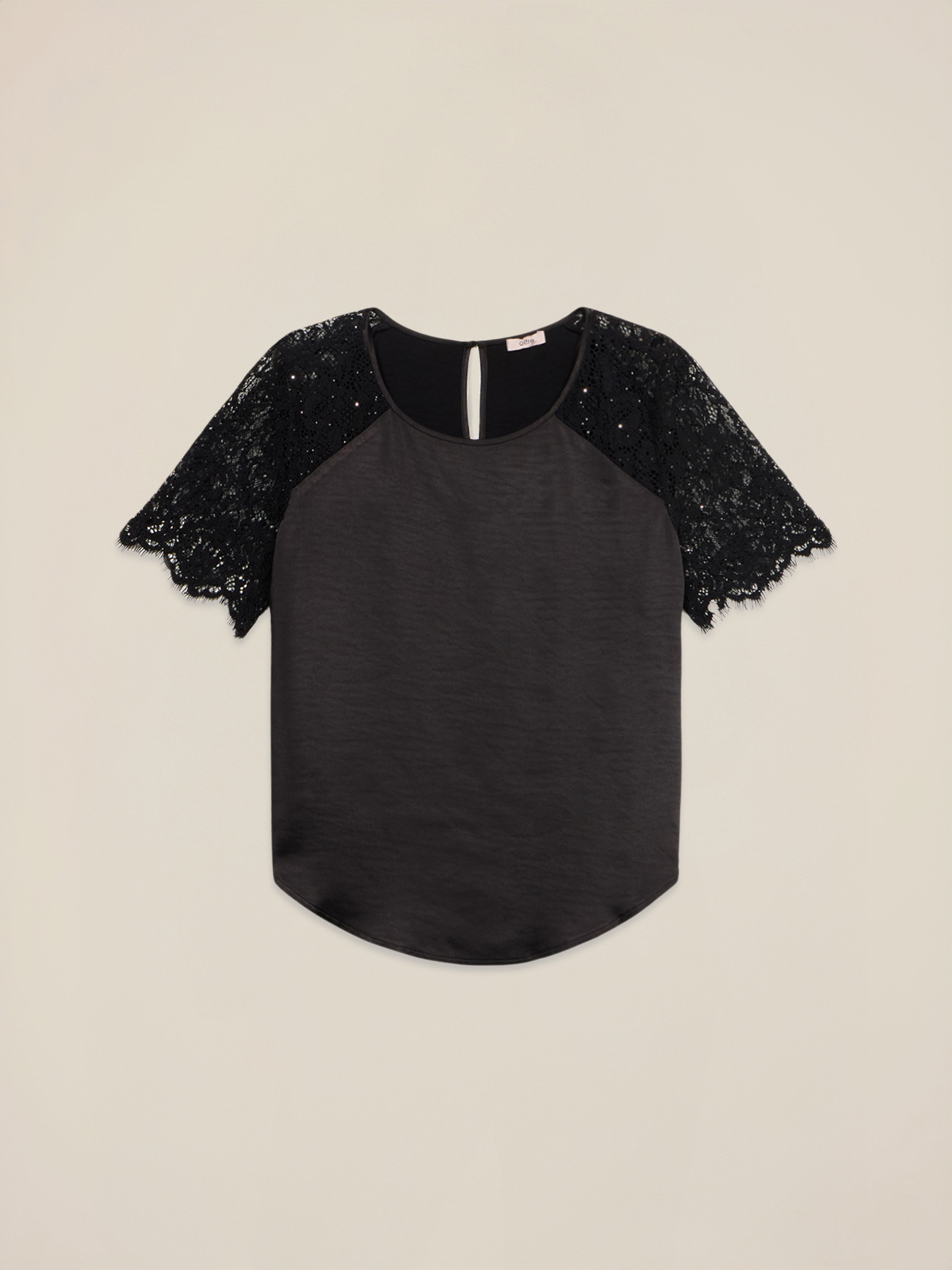 Blusa in raso con parti in pizzo image number 3