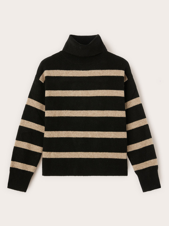 Rollkragenpullover mit Streifen