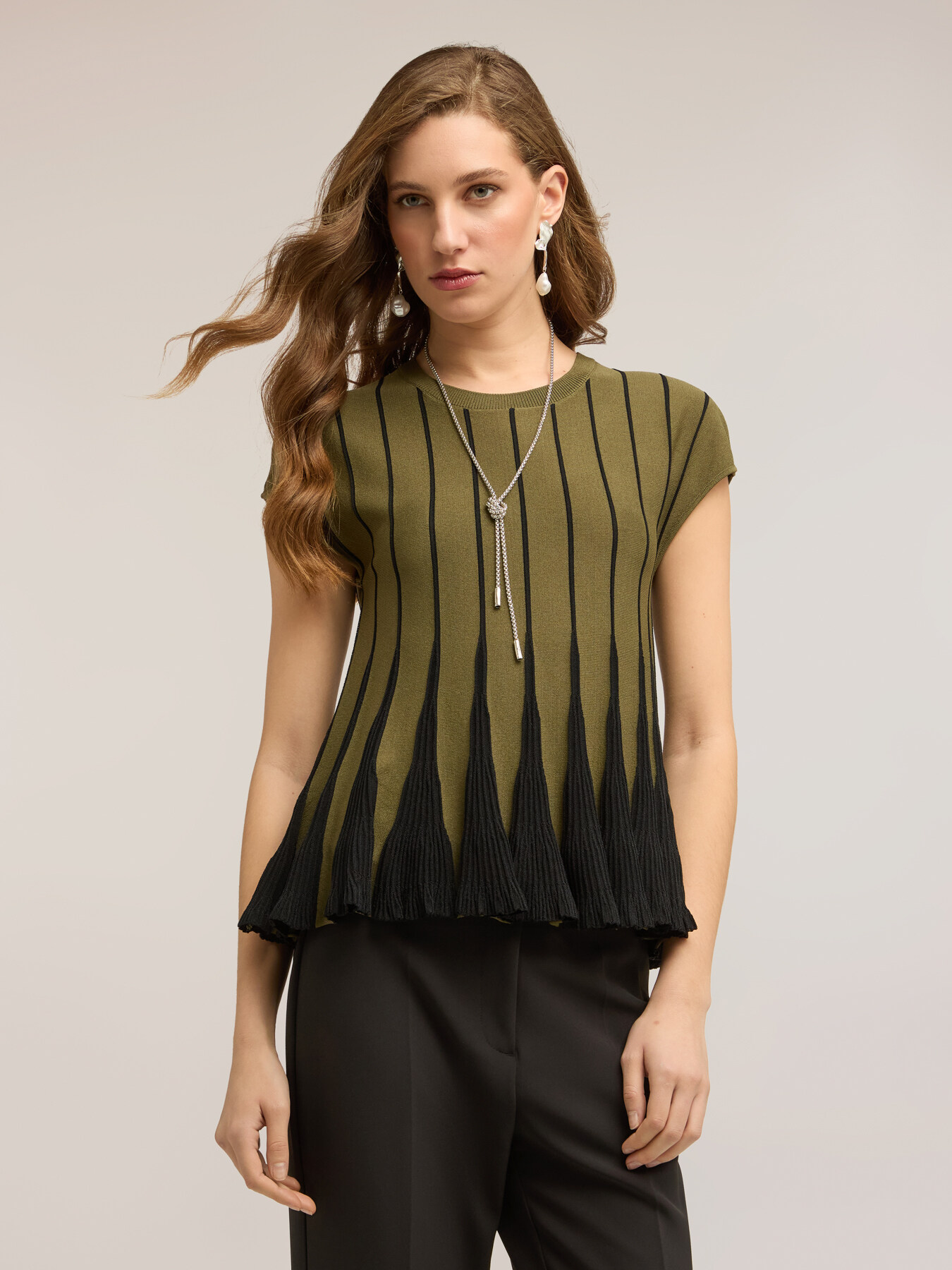 Cropped sweater with pleated detailing image number 0