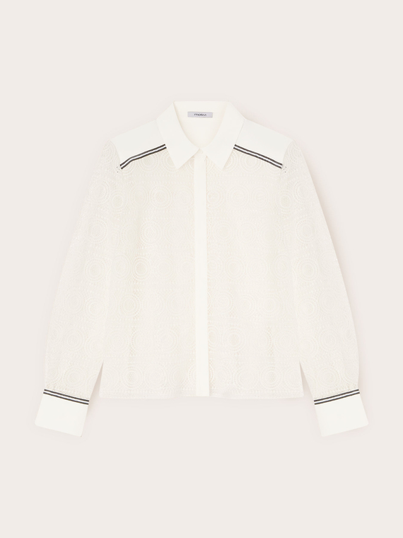 Macram&eacute; lace shirt with contrasting bands