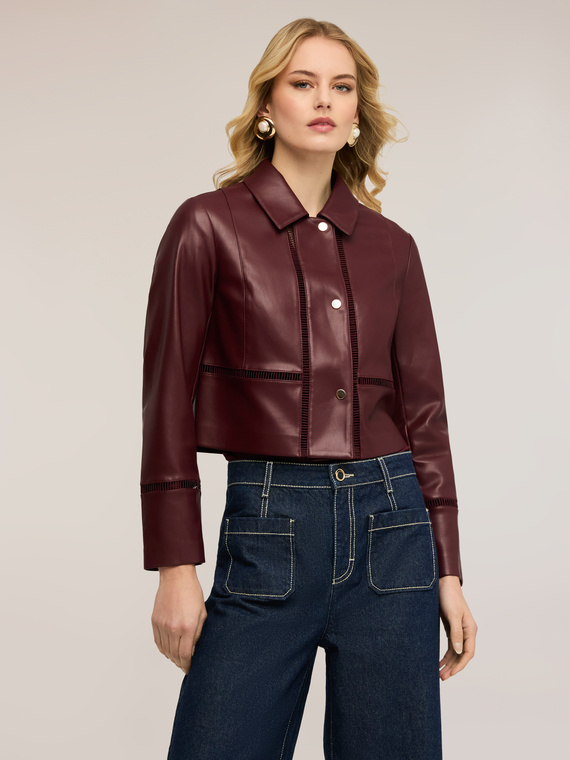 Cropped jacket with perforated details