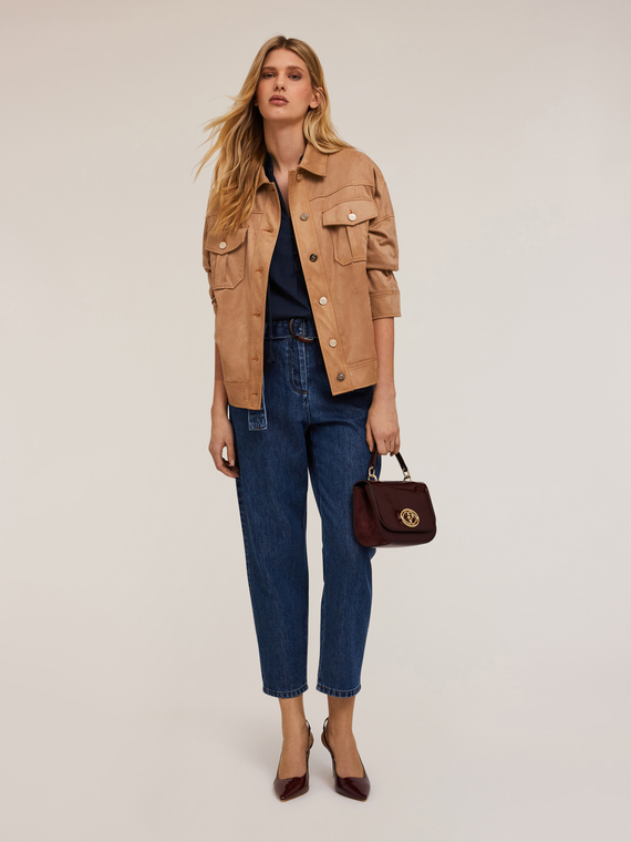Jeans balloon fit con cintura misto lyocell