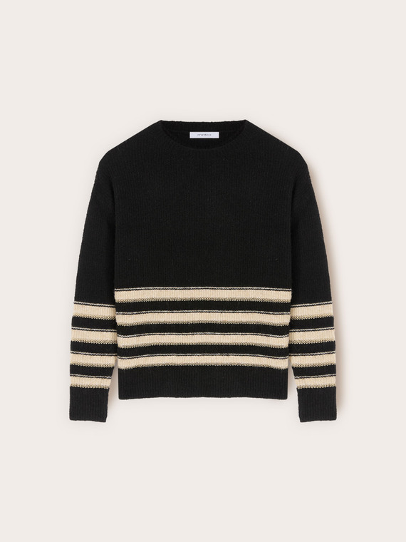 Striped sweater in wool lurex blend