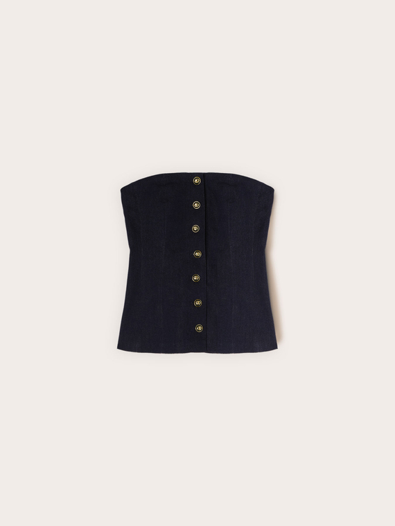Denim bustier top with buttons