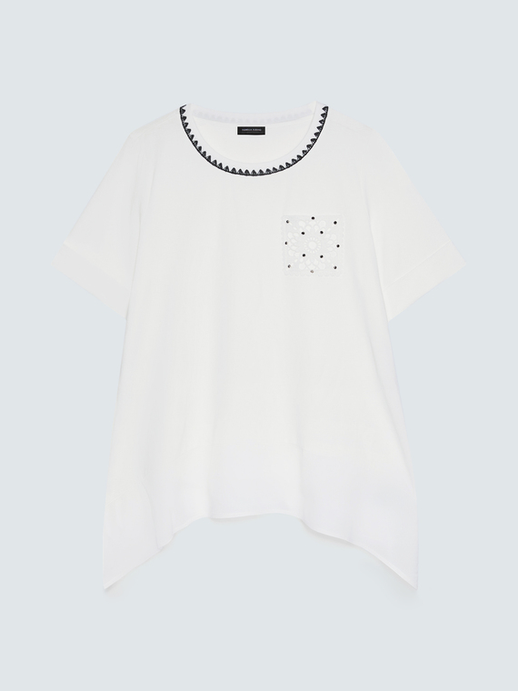 T-Shirt aus Jersey mit H&auml;keldetail