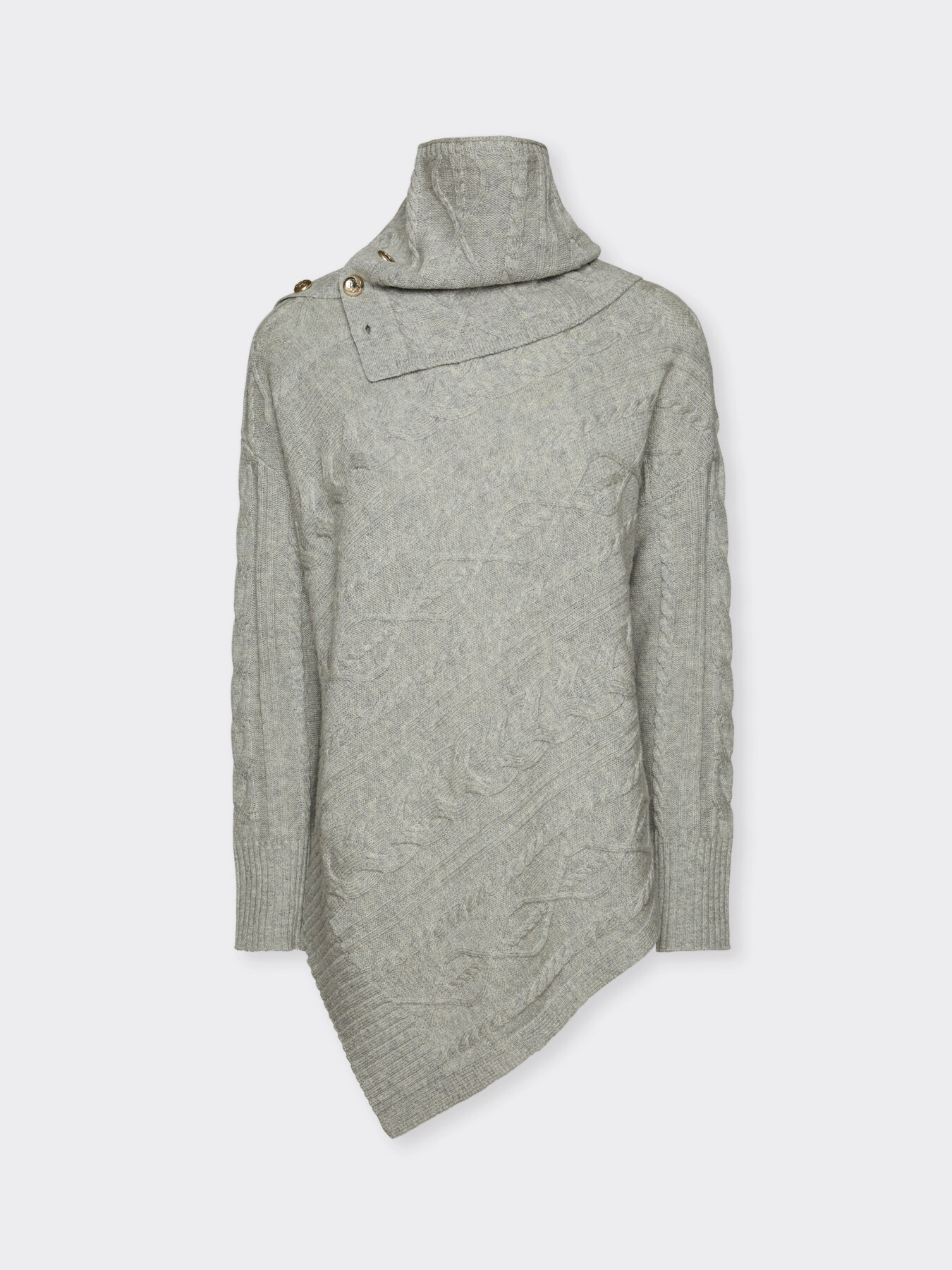 Asymmetrical cable knit wool sweater image number 0