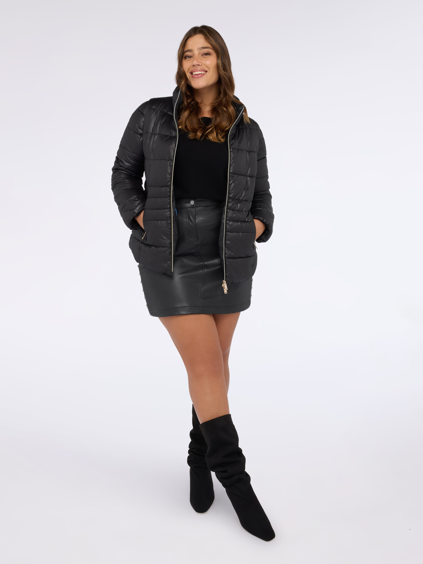 Quilted puffer jacket with high collar image number 1