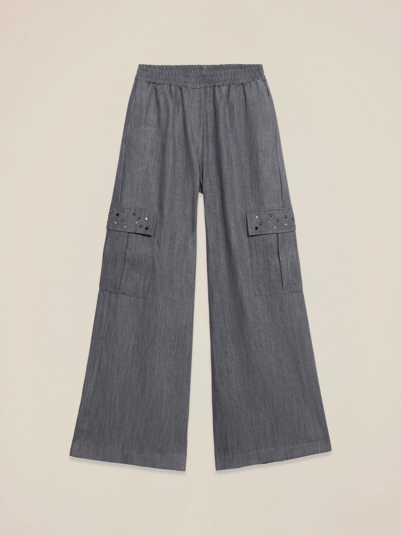 Pantaloni cargo in tencel con pietre image number 4