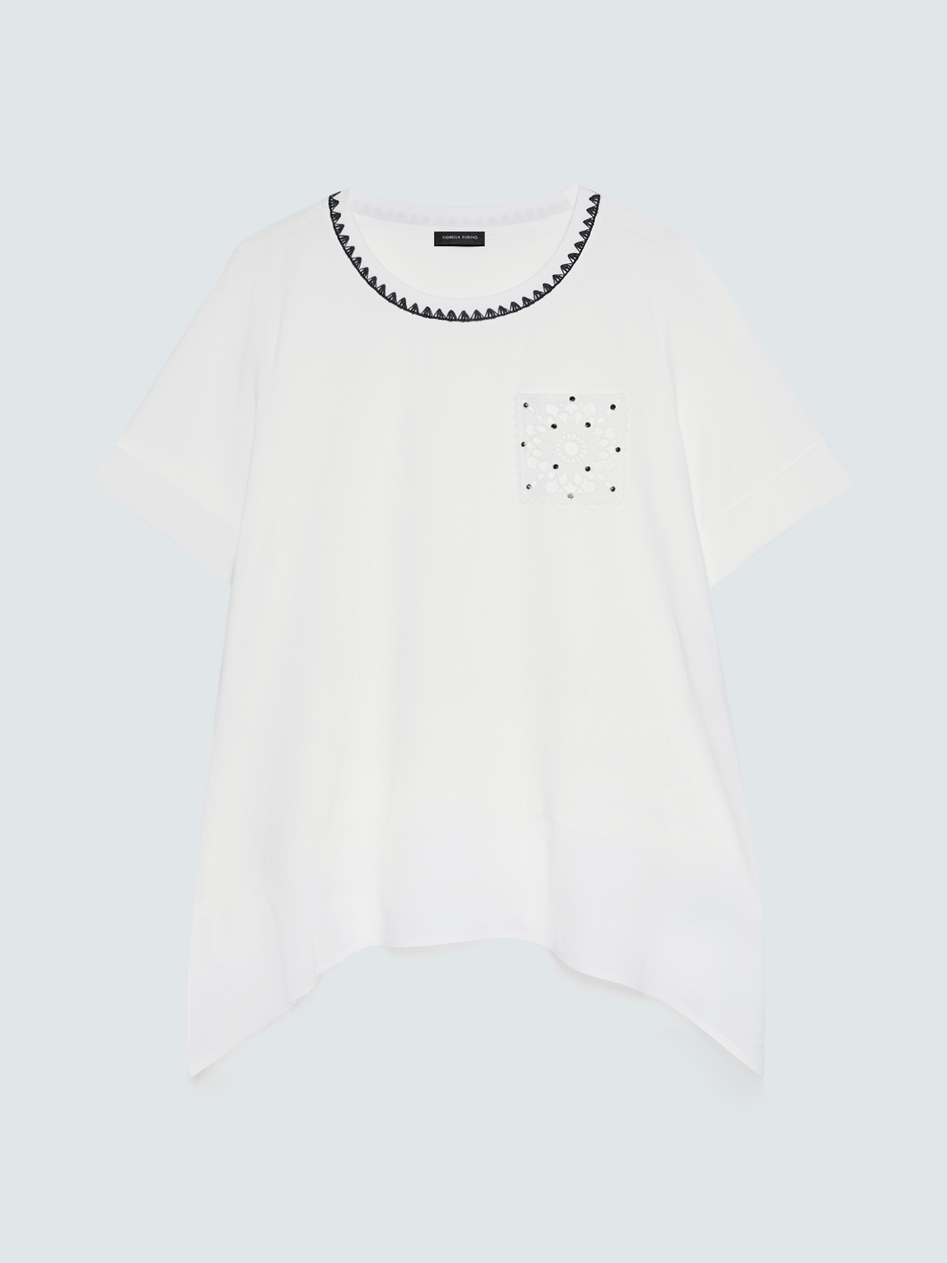 Jersey t-shirt with crochet detail image number 4