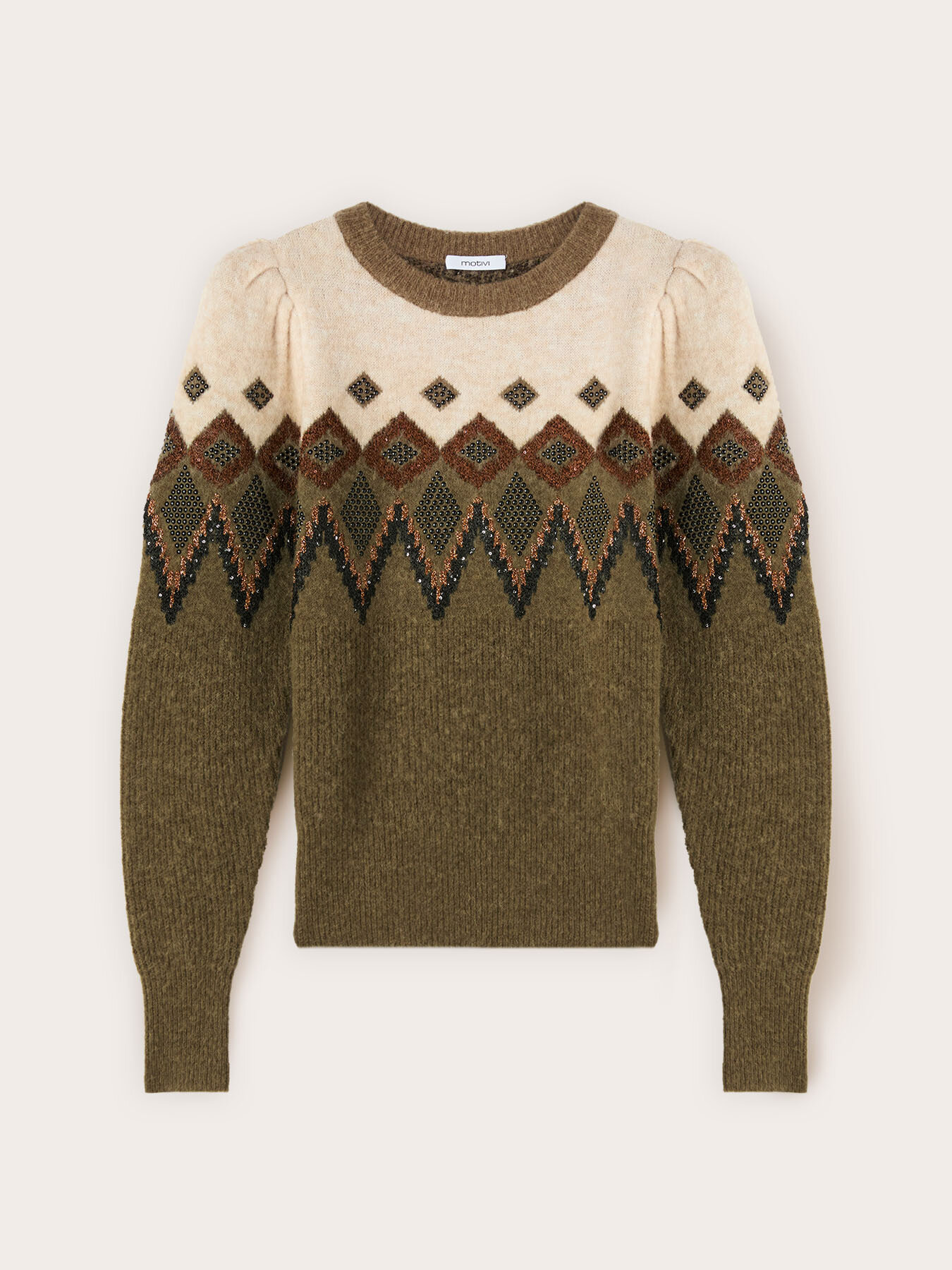 Maglia jacquard con maniche a palloncino image number 4