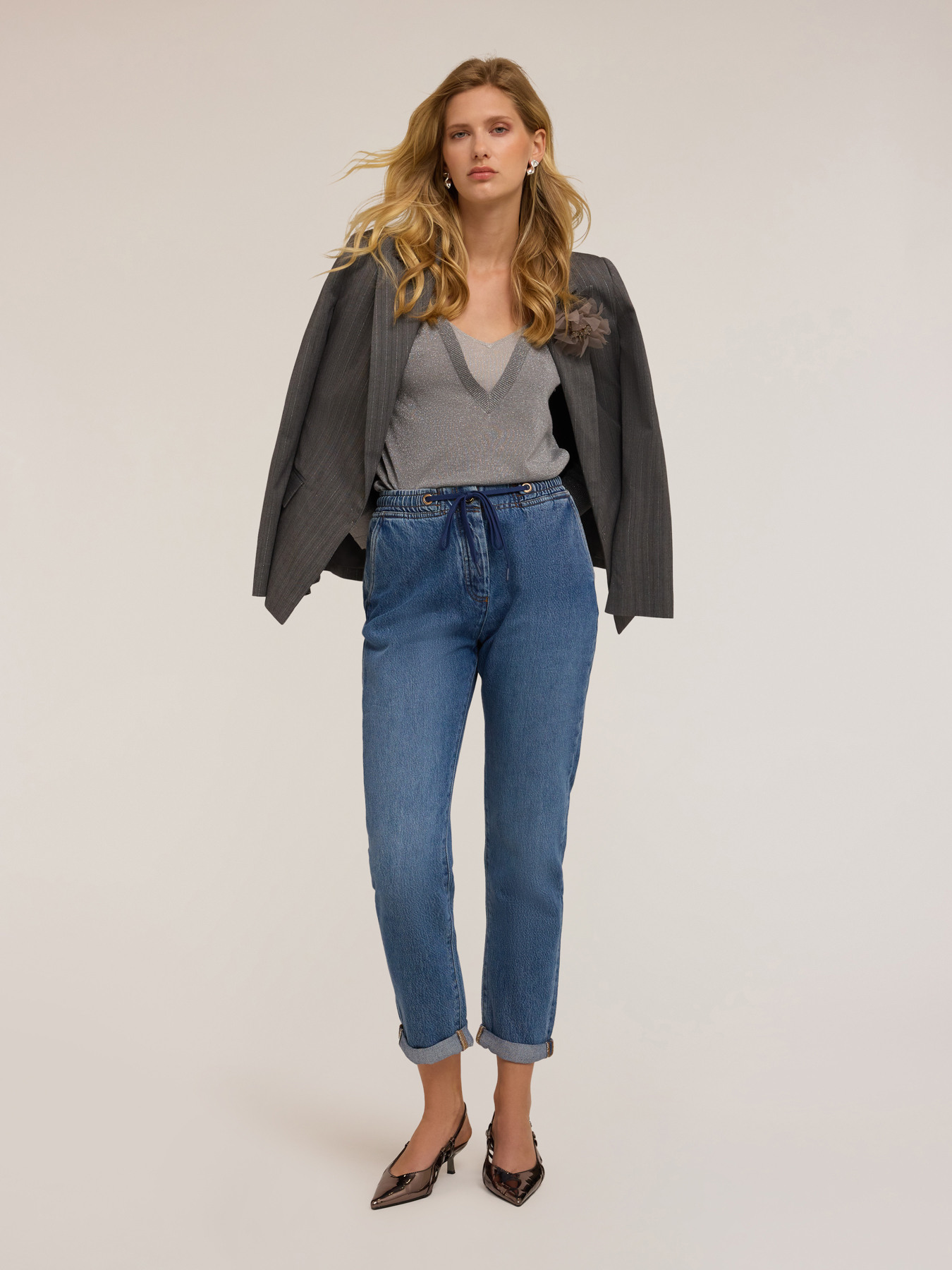 Lurex-Pullover mit Eins&auml;tzen image number 2