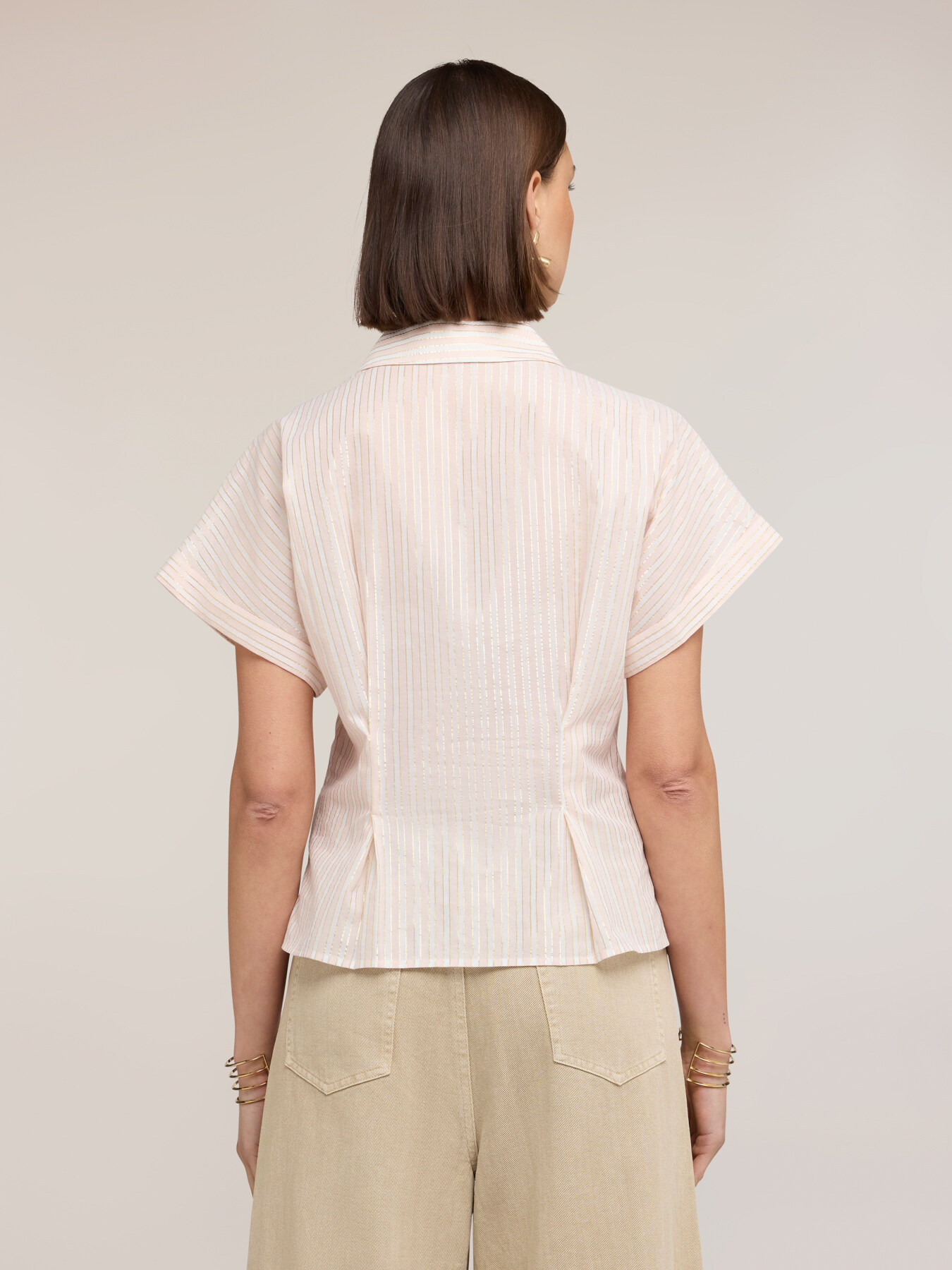 Lurex striped muslin shirt image number 1