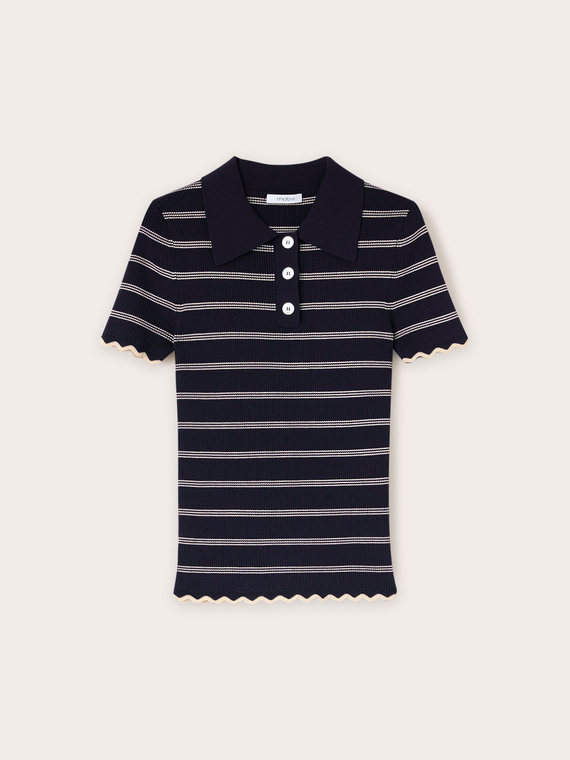 Polo in maglia a coste fantasia a righe