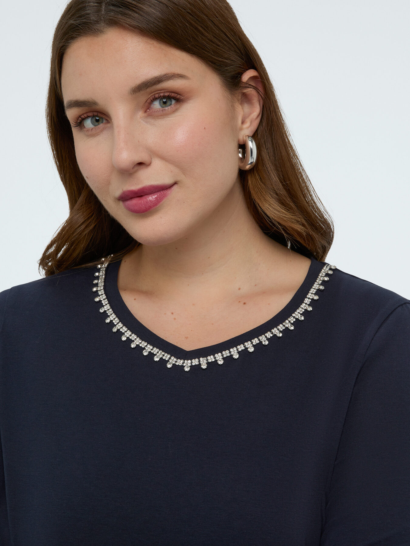 Cotton jersey t-shirt with crystal image number 3