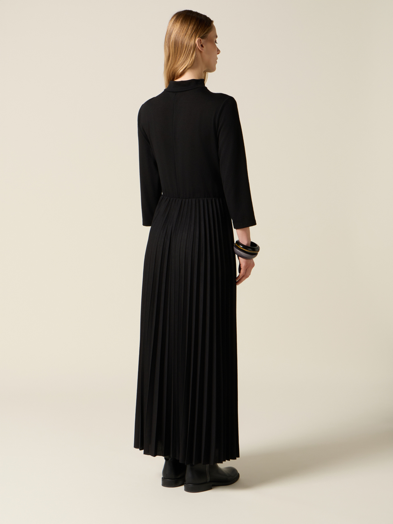 Vestito flare misto viscosa con spilla image number 1